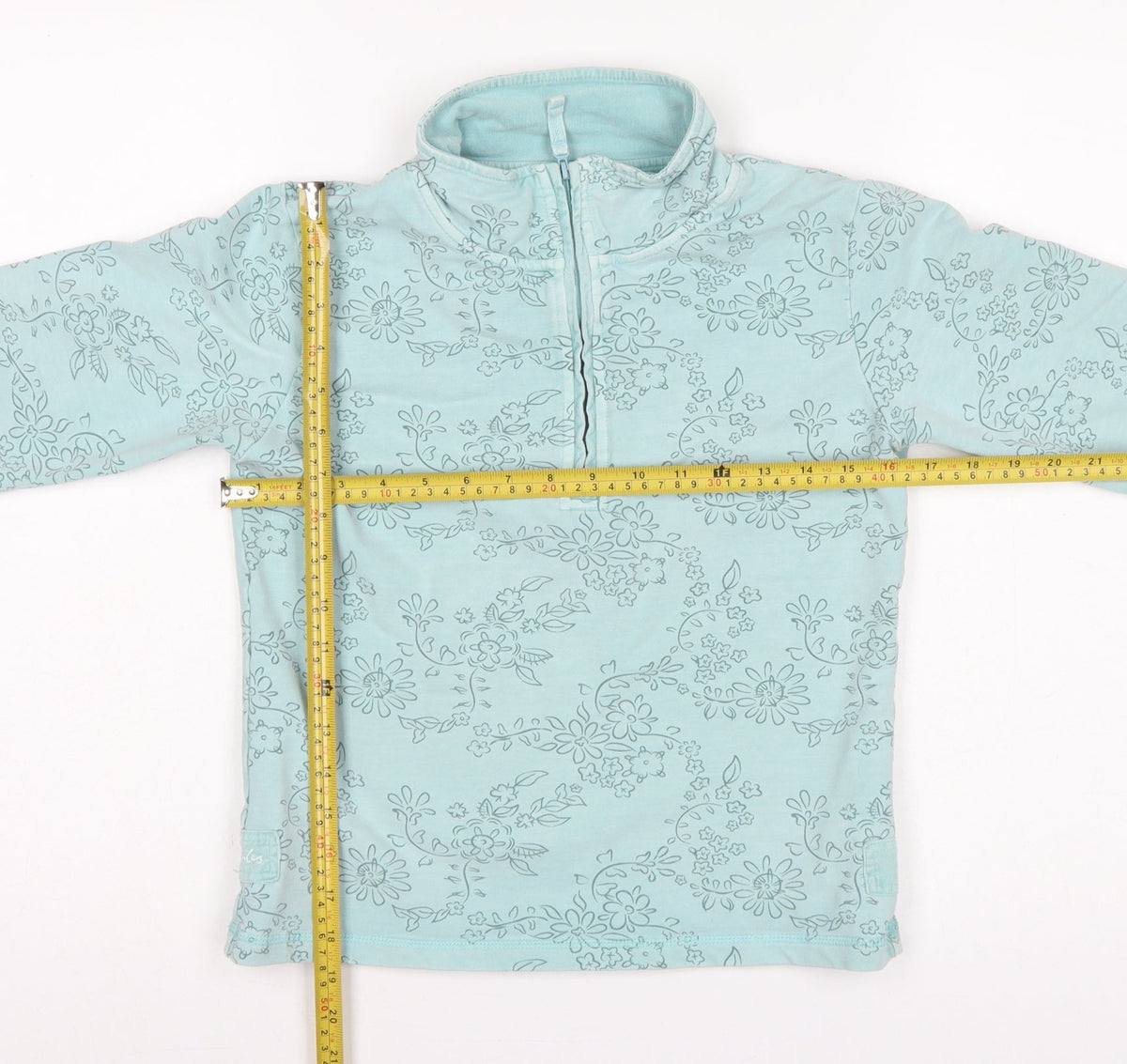 Joules Girls Blue Floral XL 10-11 Years Quarter Zip Pullover Sweatshirt