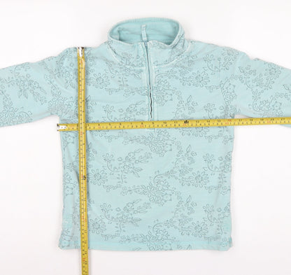 Joules Girls Blue Floral XL 10-11 Years Quarter Zip Pullover Sweatshirt