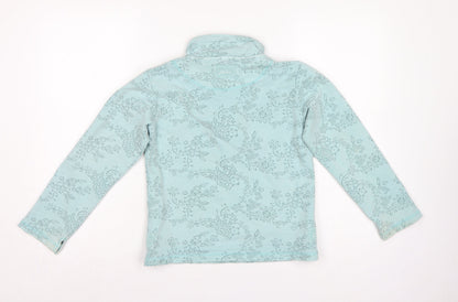 Joules Girls Blue Floral XL 10-11 Years Quarter Zip Pullover Sweatshirt