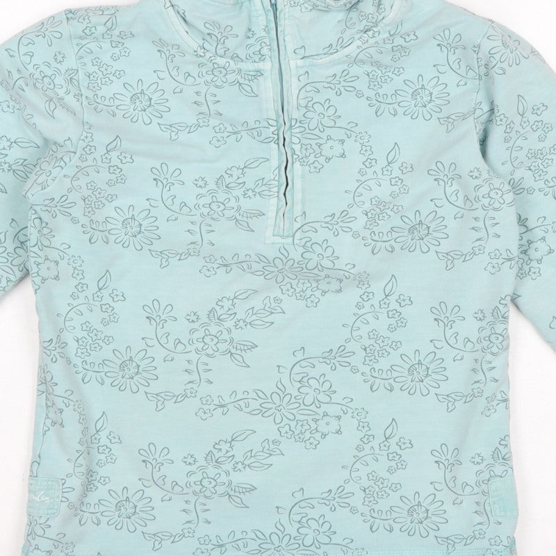 Joules Girls Blue Floral XL 10-11 Years Quarter Zip Pullover Sweatshirt