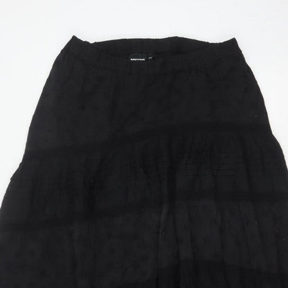 Reclaimed Vintage Women Black UK 16 Peasant Maxi Tiered Cotton Skirt
