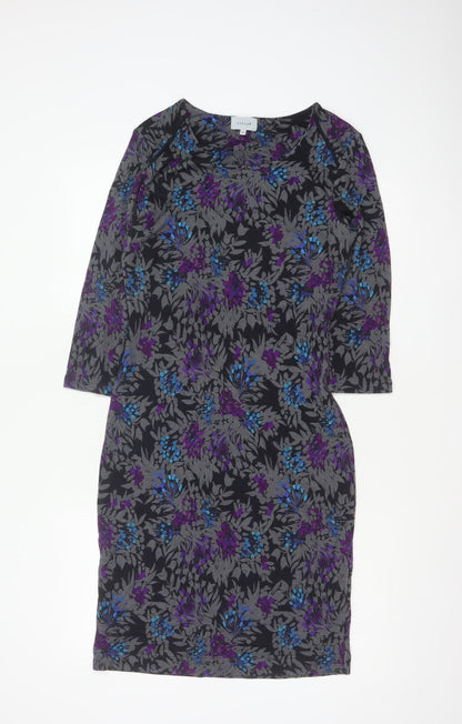Jigsaw Women’s Black Floral UK 12 Knee Length Pencil Dress