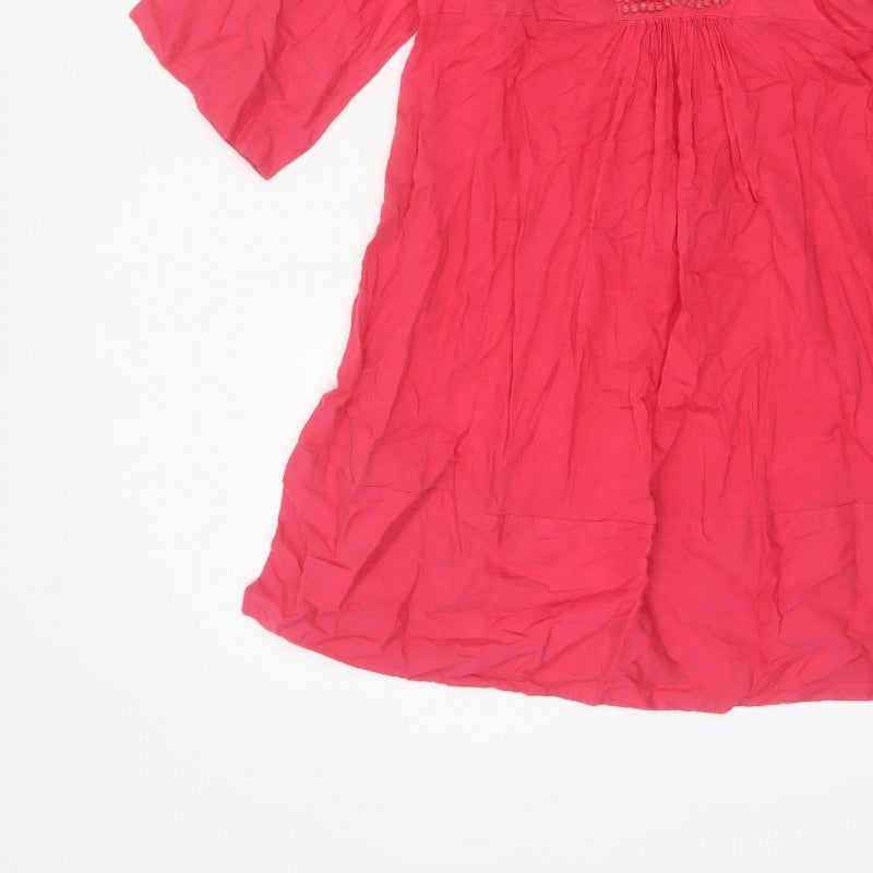 Phase Eight Women Pink UK 12 Knee Length Beaded V-Neck Dress