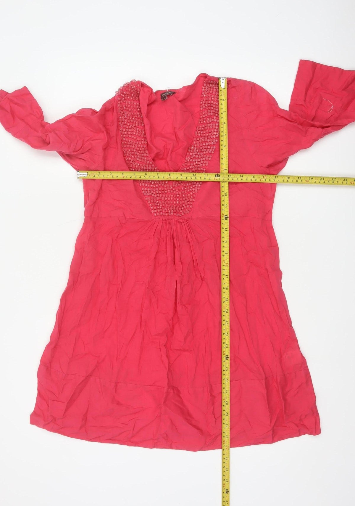 Phase Eight Women Pink UK 12 Knee Length Beaded V-Neck Dress
