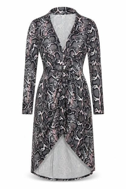 River Island Women Black Pink Animal Print Wrap Dress UK 8 Knee Length