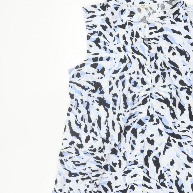 Hush Women Blue Animal Print Sleeveless Collared Shirt Dress Size 10