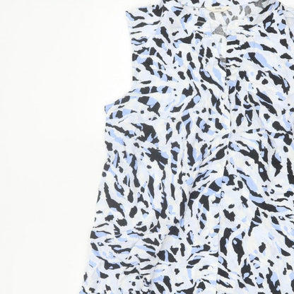 Hush Women Blue Animal Print Sleeveless Collared Shirt Dress Size 10