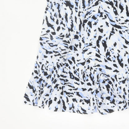 Hush Women Blue Animal Print Sleeveless Collared Shirt Dress Size 10