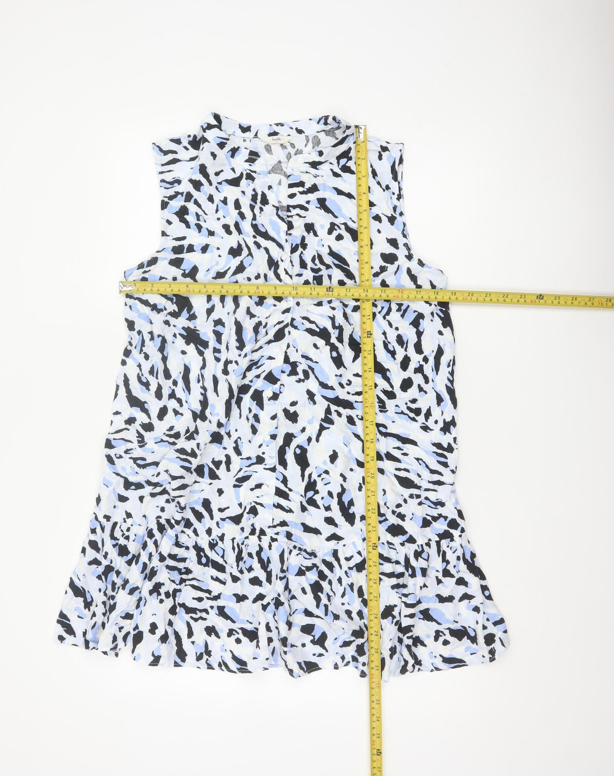 Hush Women Blue Animal Print Sleeveless Collared Shirt Dress Size 10