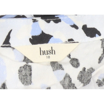 Hush Women Blue Animal Print Sleeveless Collared Shirt Dress Size 10