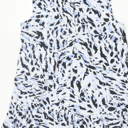 Hush Women Blue Animal Print Sleeveless Collared Shirt Dress Size 10
