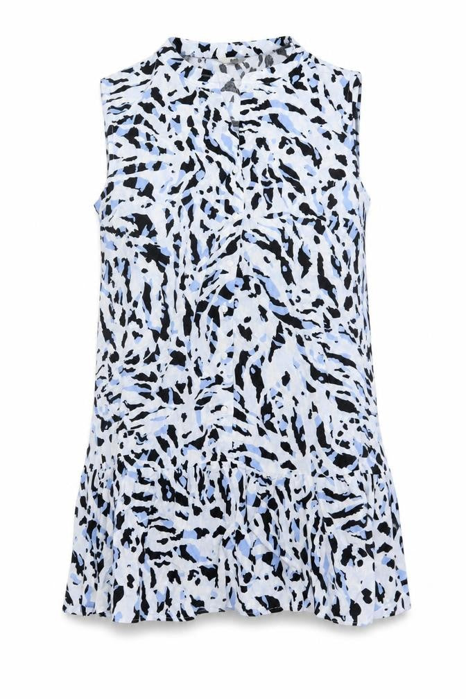 Hush Women Blue Animal Print Sleeveless Collared Shirt Dress Size 10