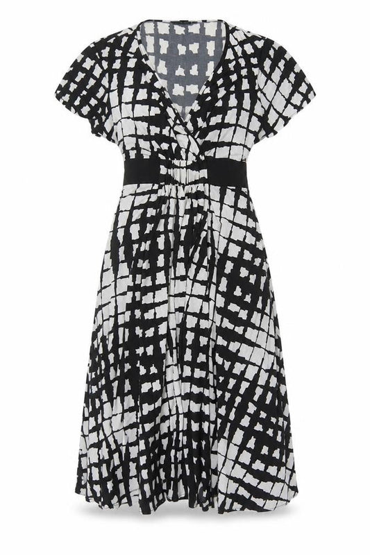 Next Women Black White Check Wrap Knee Length Dress UK 10