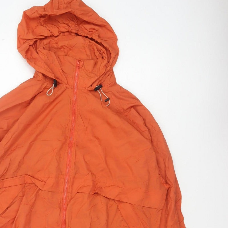 H&M Sport Womens Orange UK 16 Hooded Windbreaker Lightweight Jacket