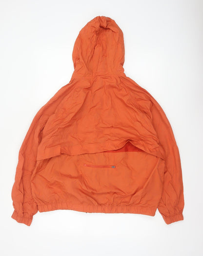H&M Sport Womens Orange UK 16 Hooded Windbreaker Lightweight Jacket