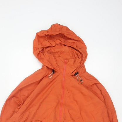 H&M Sport Womens Orange UK 16 Hooded Windbreaker Lightweight Jacket