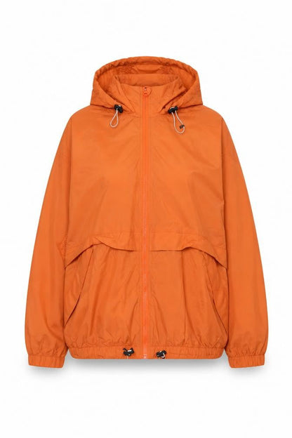 H&M Sport Womens Orange UK 16 Hooded Windbreaker Lightweight Jacket