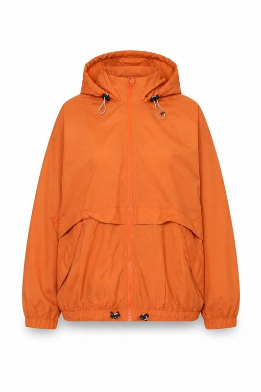 H&M Sport Womens Orange UK 16 Hooded Windbreaker Lightweight Jacket