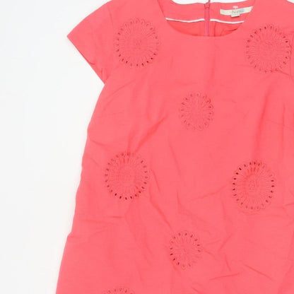 Boden Women Pink UK 14 Knee Length Sheath Dress Embroidered Cotton