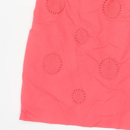 Boden Women Pink UK 14 Knee Length Sheath Dress Embroidered Cotton