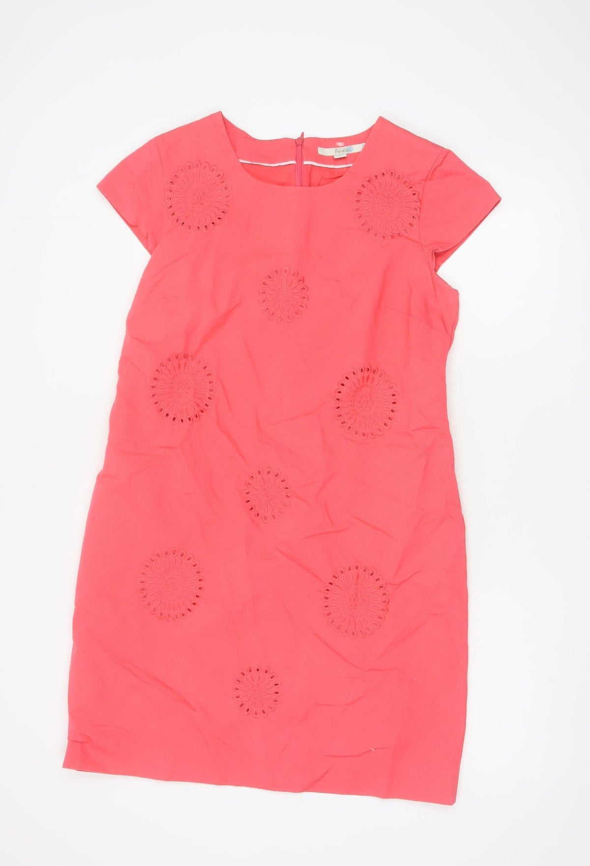 Boden Women Pink UK 14 Knee Length Sheath Dress Embroidered Cotton