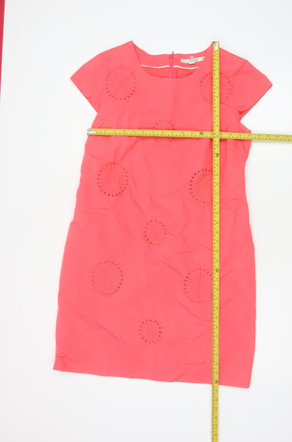Boden Women Pink UK 14 Knee Length Sheath Dress Embroidered Cotton
