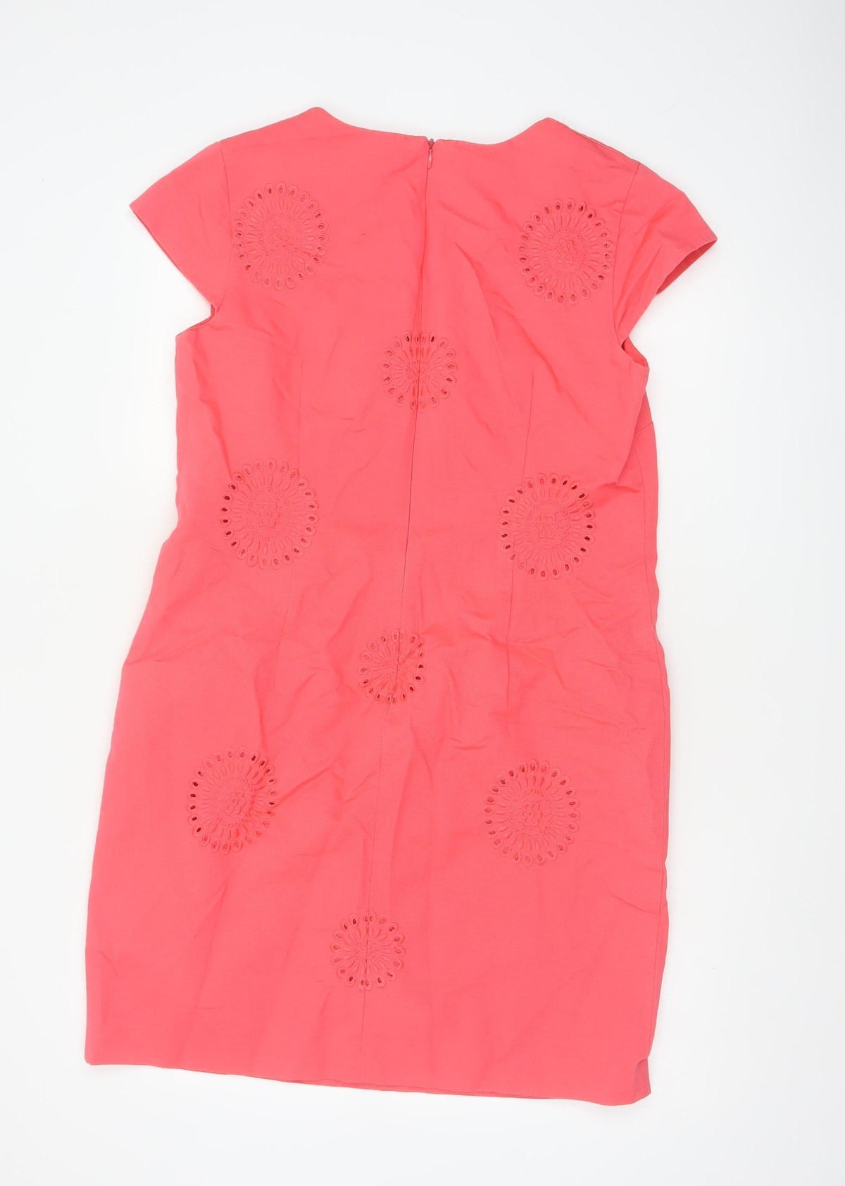 Boden Women Pink UK 14 Knee Length Sheath Dress Embroidered Cotton