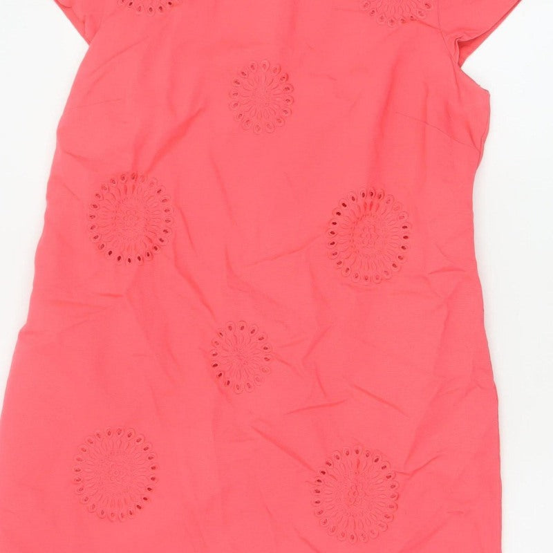 Boden Women Pink UK 14 Knee Length Sheath Dress Embroidered Cotton