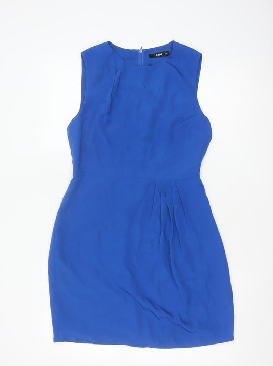 Oasis Women’s Blue UK 10 Sleeveless Sheath Knee Length Dress