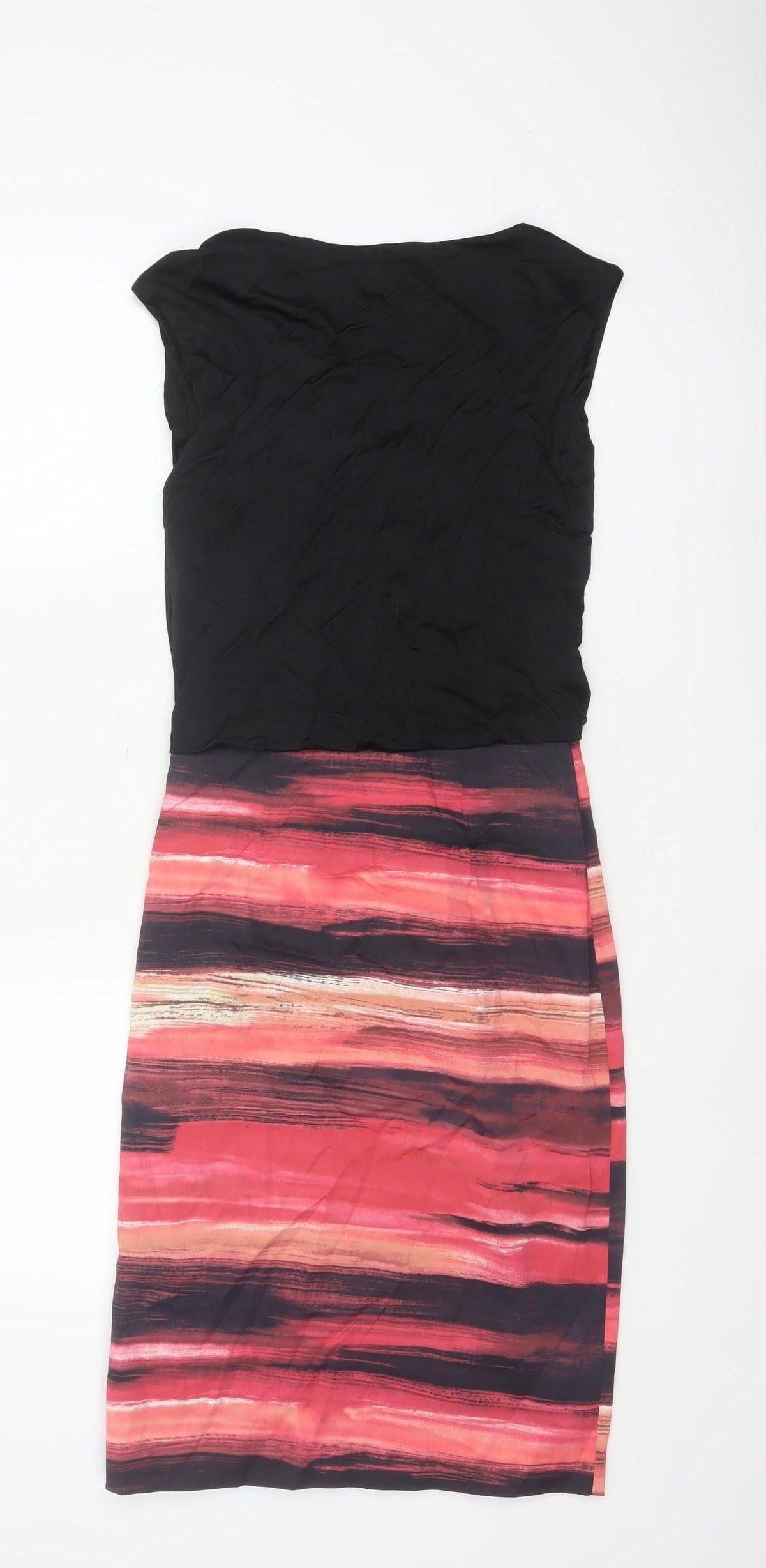 Karen Millen Women Black Pink UK 10 Midi Sheath Party Dress