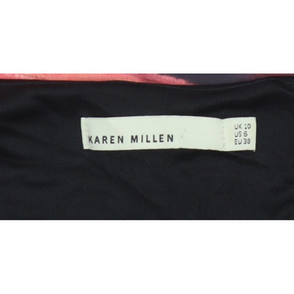 Karen Millen Women Black Pink UK 10 Midi Sheath Party Dress