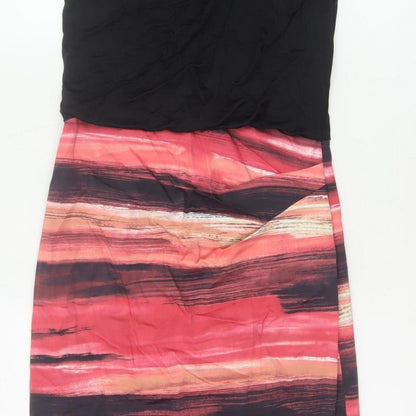 Karen Millen Women Black Pink UK 10 Midi Sheath Party Dress