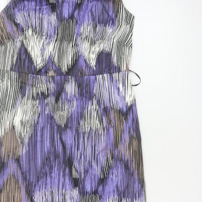 Coast Women Purple Size 10 Knee Length Sheath Dress Geometric Tie Waist