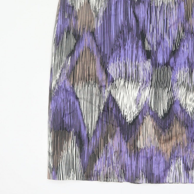 Coast Women Purple Size 10 Knee Length Sheath Dress Geometric Tie Waist