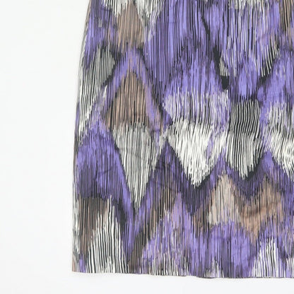 Coast Women Purple Size 10 Knee Length Sheath Dress Geometric Tie Waist