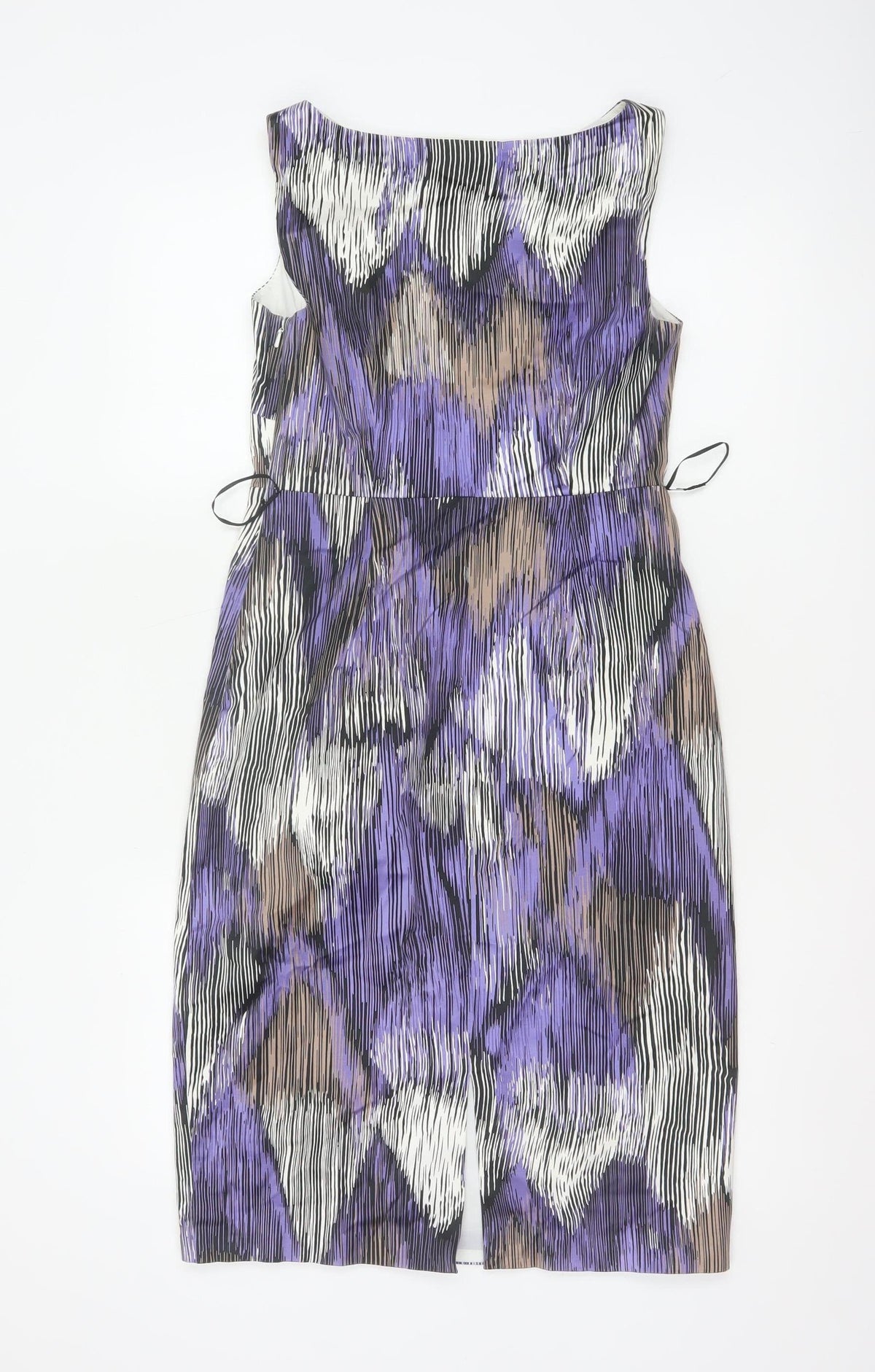 Coast Women Purple Size 10 Knee Length Sheath Dress Geometric Tie Waist