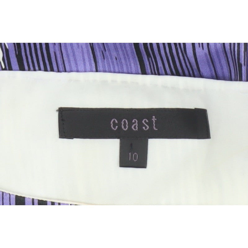 Coast Women Purple Size 10 Knee Length Sheath Dress Geometric Tie Waist