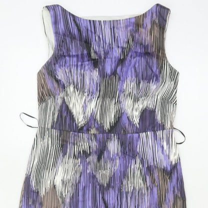 Coast Women Purple Size 10 Knee Length Sheath Dress Geometric Tie Waist