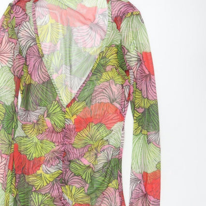 Missguided Women Multicoloured Floral Mesh Wrap Dress UK 12