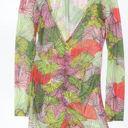 Missguided Women Multicoloured Floral Mesh Wrap Dress UK 12