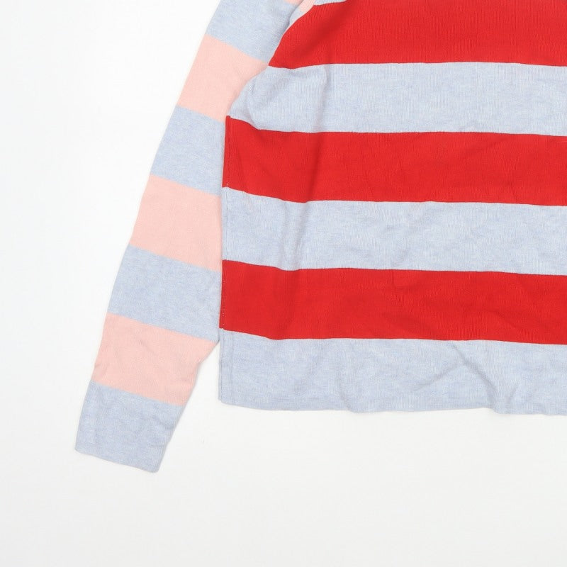 Marks and Spencer Women Red Grey Pink Striped Pullover Jumper UK 18