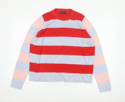 Marks and Spencer Women Red Grey Pink Striped Pullover Jumper UK 18