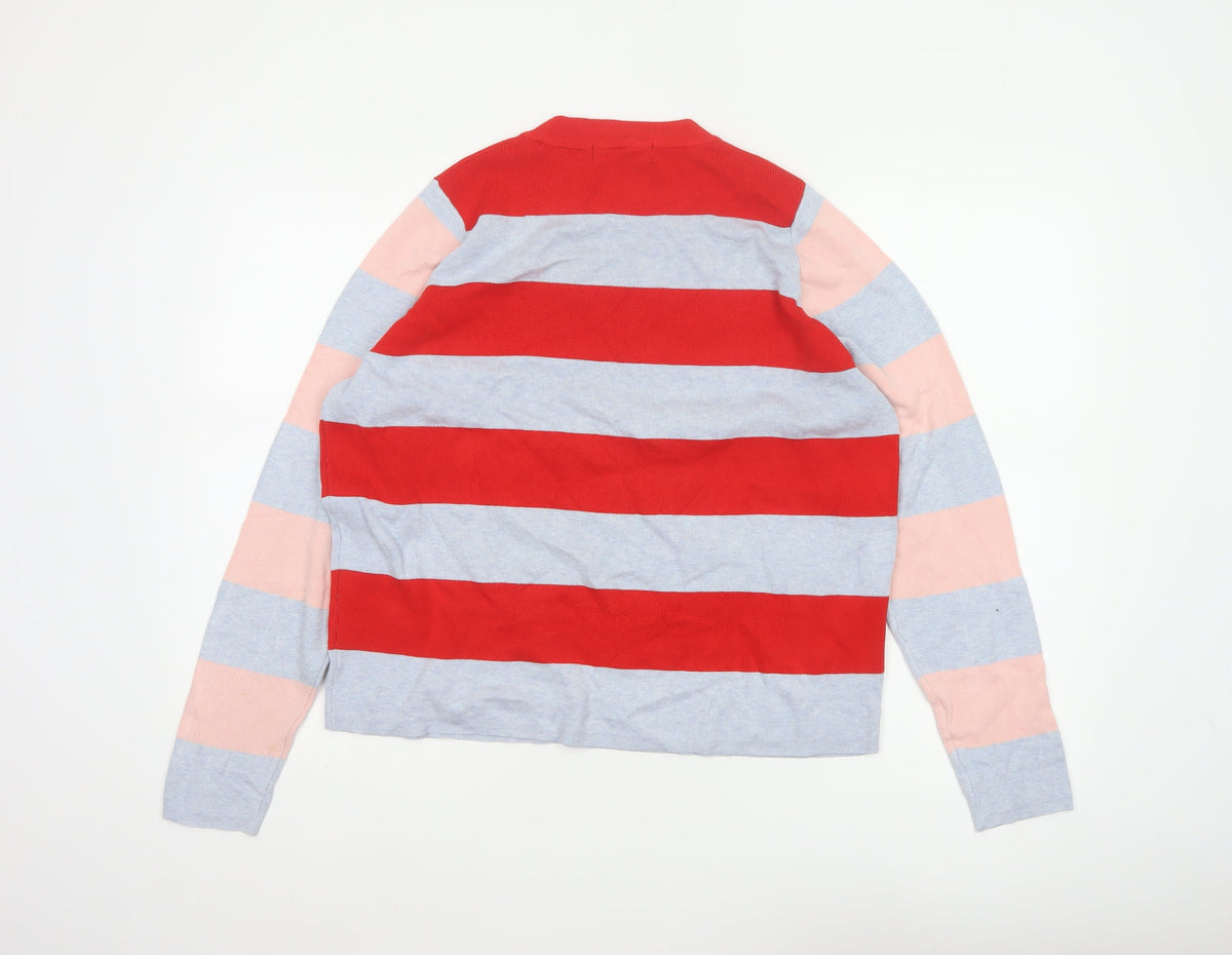 Marks and Spencer Women Red Grey Pink Striped Pullover Jumper UK 18