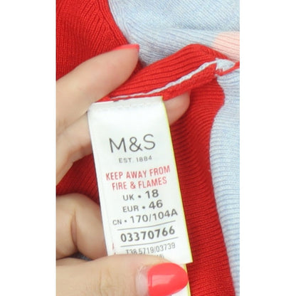 Marks and Spencer Women Red Grey Pink Striped Pullover Jumper UK 18