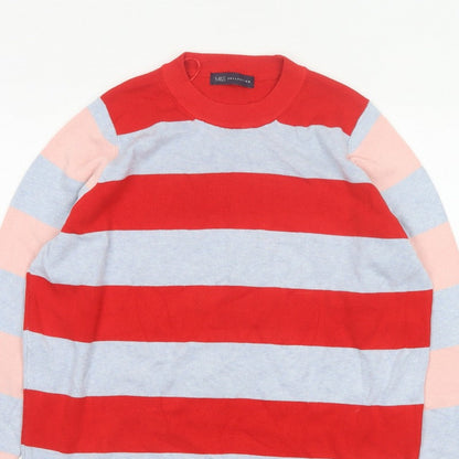 Marks and Spencer Women Red Grey Pink Striped Pullover Jumper UK 18