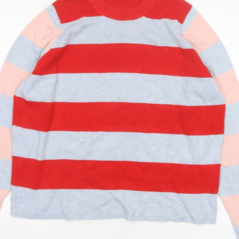Marks and Spencer Women Red Grey Pink Striped Pullover Jumper UK 18