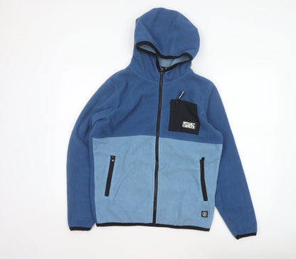 Saltrock Boys Blue 13 Years Full Zip Hooded Fleece Hoodie Colourblock