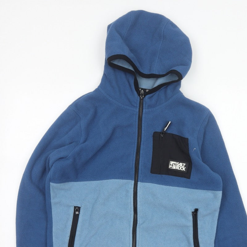Saltrock Boys Blue 13 Years Full Zip Hooded Fleece Hoodie Colourblock