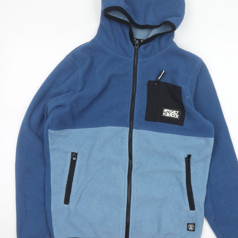 Saltrock Boys Blue 13 Years Full Zip Hooded Fleece Hoodie Colourblock