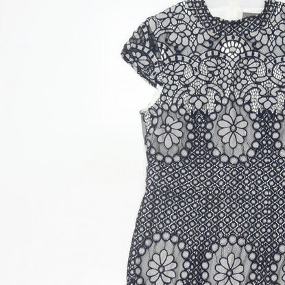 Phase Eight Women Blue UK 10 Floral Lace Pencil Knee Dress